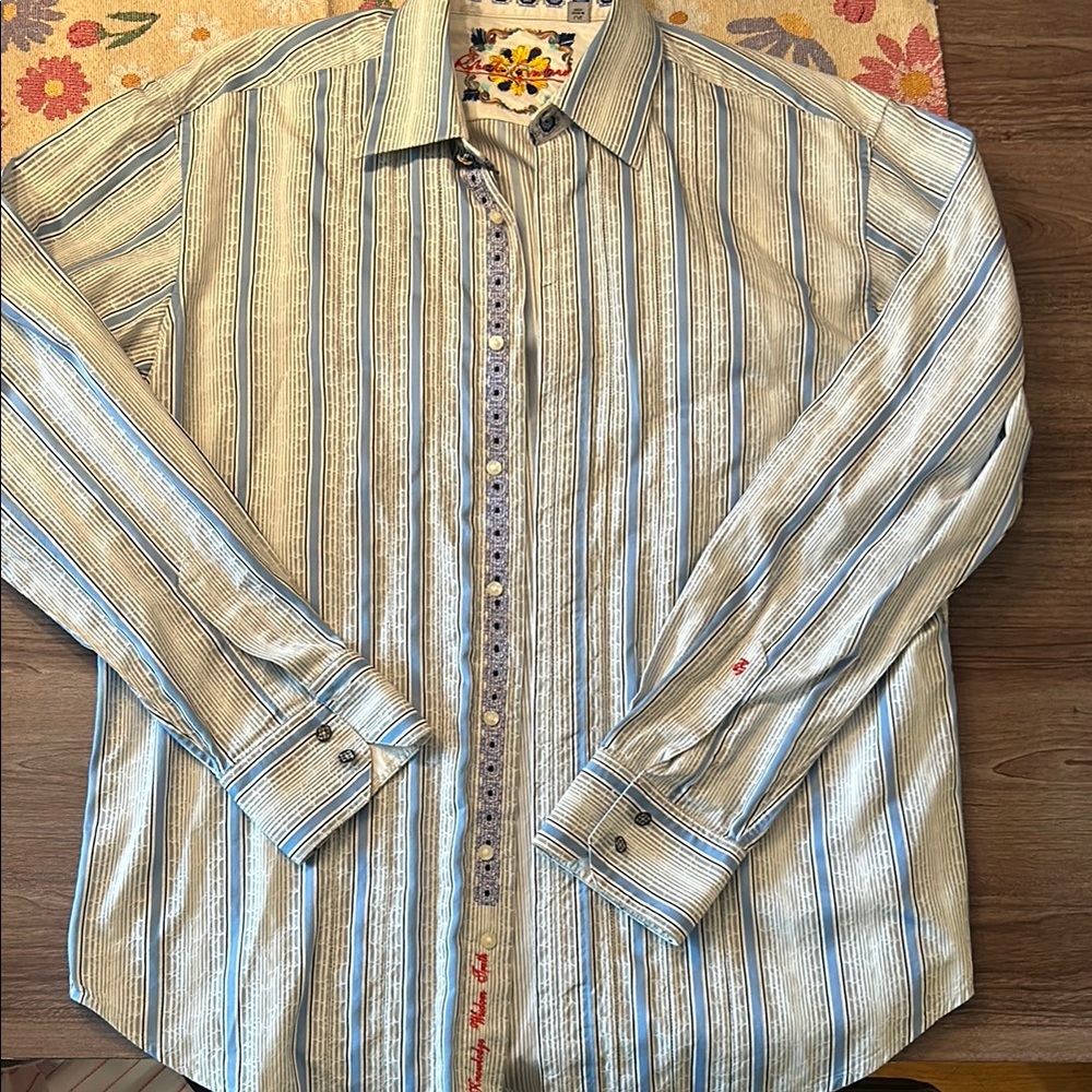 Robert Graham Blue and White Casual Button Down Shirt